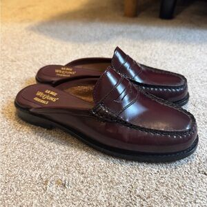 Weejun Burgundy loafer slides